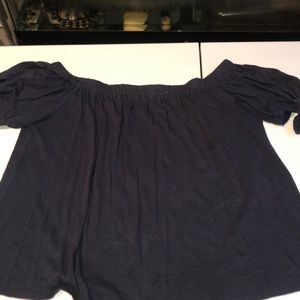 Gibson  large navy off shoulder short sleeve tee ties on sleeves cotton back
